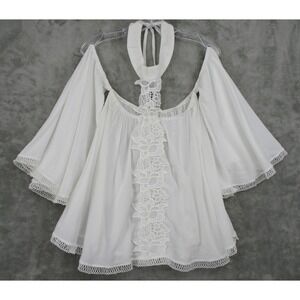 Union of Angels Blouse XS Bohemian Off Shoulder Bell Sleeve Lace Romantic White